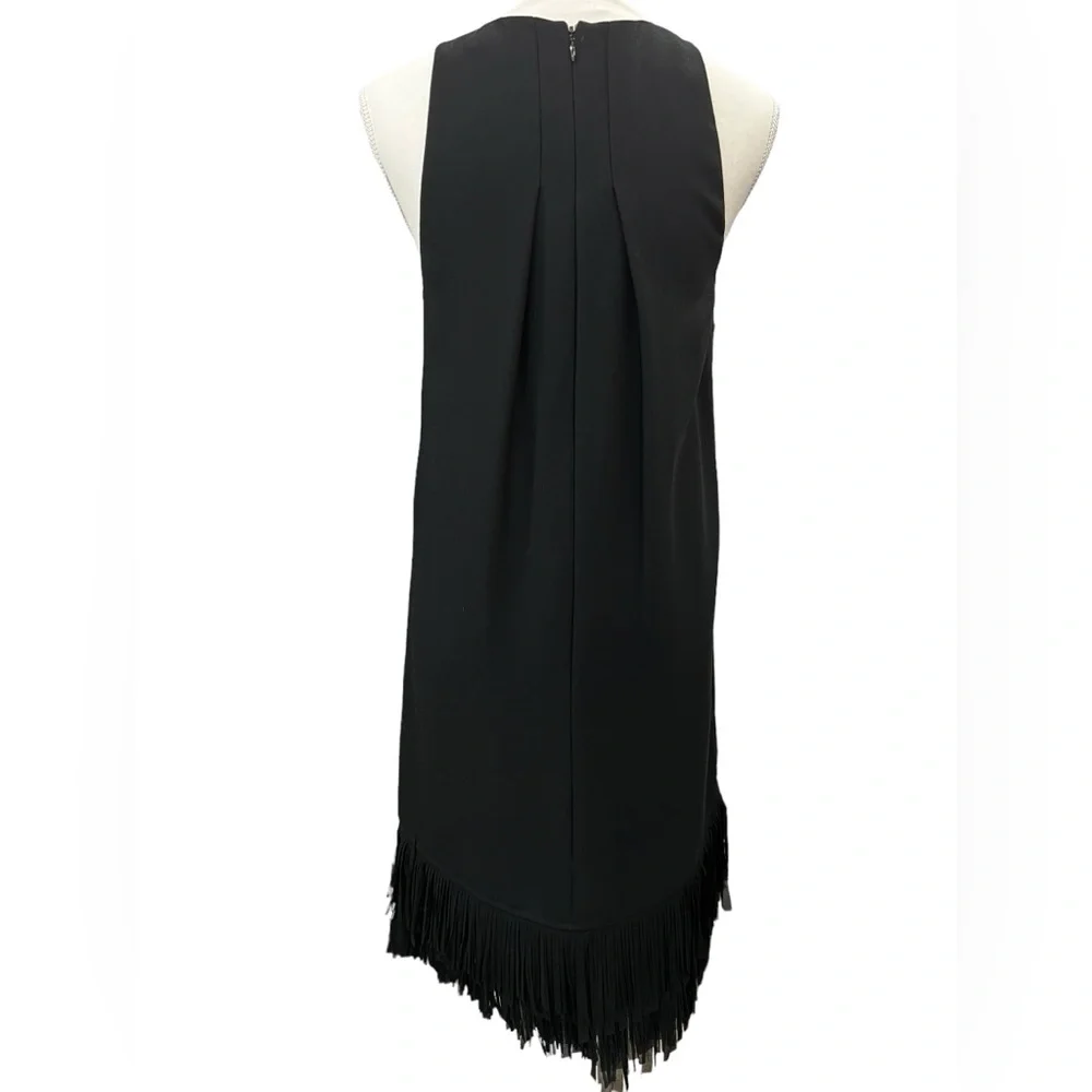 Banana Republic Fringe Hem Shift Dress Black Sleeveless Cocktail Party Size 2 - Picture 3 of 8